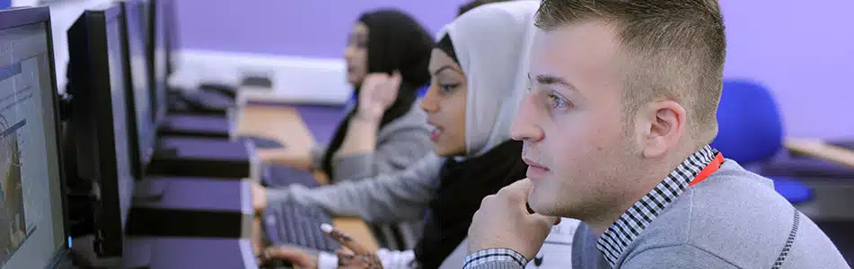 Design production, design and development students at computers